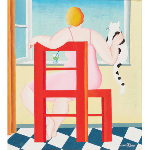 MARIA KLOSS : 'Frau mit Katze am Fenster' (DOBIASCHOFSKY AUKTIONEN AG)