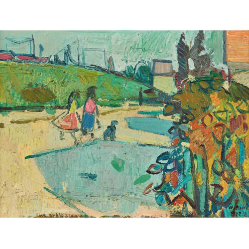 WALTER ROP�L� : Landschaft mit M�dchen und Hund (DOBIASCHOFSKY AUKTIONEN AG)