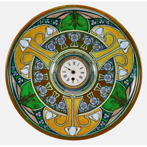 JAN WILLEM MIJNLIEFF : Wanduhr, Art Nouveau (Ausf�hrung Fayence en Tegelfabriek Holland) (DOBIASCHOFSKY AUKTIONEN AG)