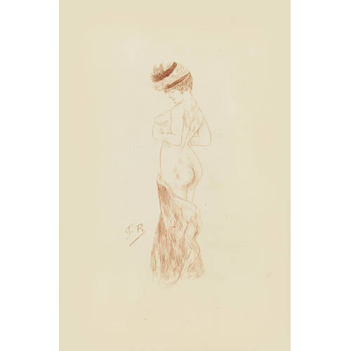 F�LICIEN JOSEPH VICTOR ROPS : Femme nue au chapeau (DOBIASCHOFSKY AUKTIONEN AG)