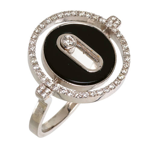 DIAMANT-ONYX-RING : (DOBIASCHOFSKY AUKTIONEN AG)