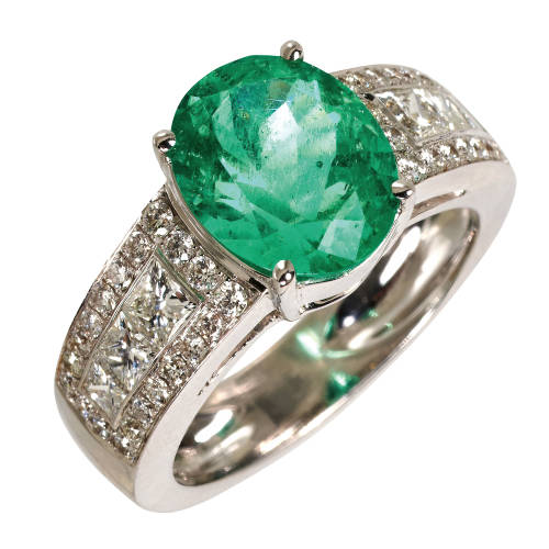 SMARAGD-DIAMANT-RING : (DOBIASCHOFSKY AUKTIONEN AG)