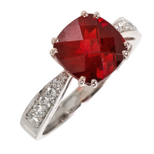 GRANAT-DIAMANT-RING : (DOBIASCHOFSKY AUKTIONEN AG)
