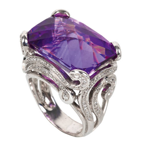 AMETHYST-DIAMANT-RING : (DOBIASCHOFSKY AUKTIONEN AG)