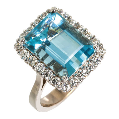 AQUAMARIN-DIAMANT-RING : (DOBIASCHOFSKY AUKTIONEN AG)