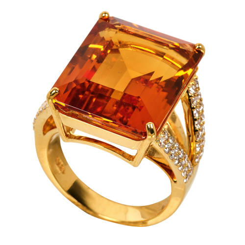 CITRIN-DIAMANT-RING : (DOBIASCHOFSKY AUKTIONEN AG)