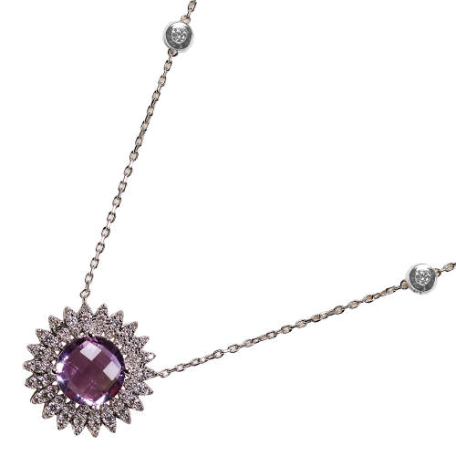 AMETHYST-DIAMANT-ANH�NGER MIT KETTE : (DOBIASCHOFSKY AUKTIONEN AG)