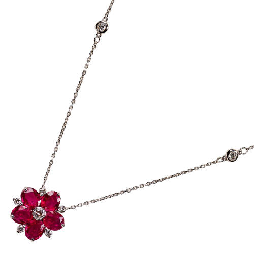 RUBIN-DIAMANT-ANH�NGER MIT KETTE : (DOBIASCHOFSKY AUKTIONEN AG)