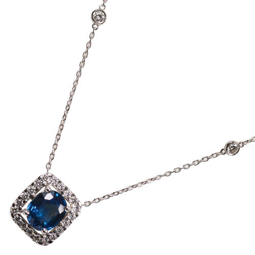 SAPHIR-DIAMANT-ANH�NGER MIT KETTE : (DOBIASCHOFSKY AUKTIONEN AG)