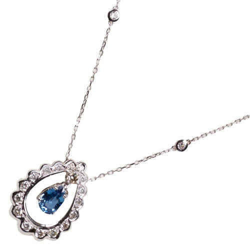 SAPHIR-DIAMANT-ANH�NGER MIT KETTE : (DOBIASCHOFSKY AUKTIONEN AG)