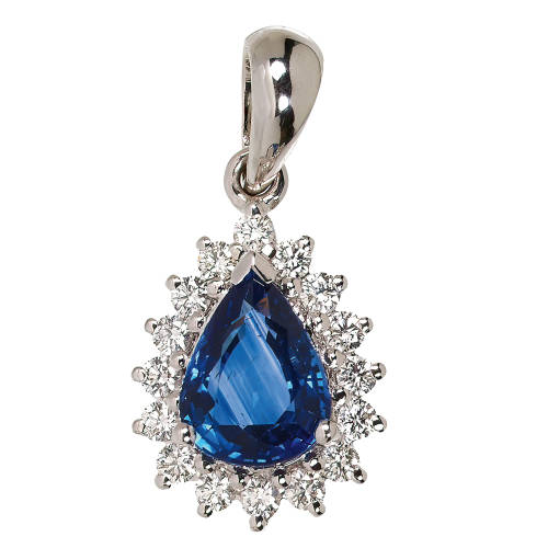 SAPHIR-DIAMANT-ANH�NGER : (DOBIASCHOFSKY AUKTIONEN AG)