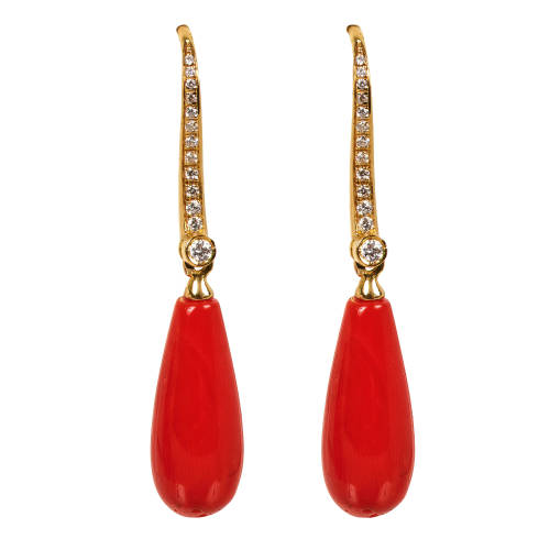 KORALLEN-DIAMANT-OHRH�NGER : (DOBIASCHOFSKY AUKTIONEN AG)