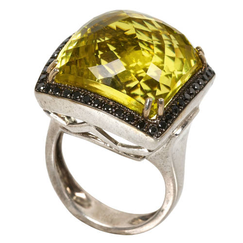 LEMONQUARZ-DIAMANT-RING : (DOBIASCHOFSKY AUKTIONEN AG)