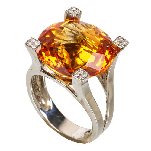 CITRIN-DIAMANT-RING : (DOBIASCHOFSKY AUKTIONEN AG)