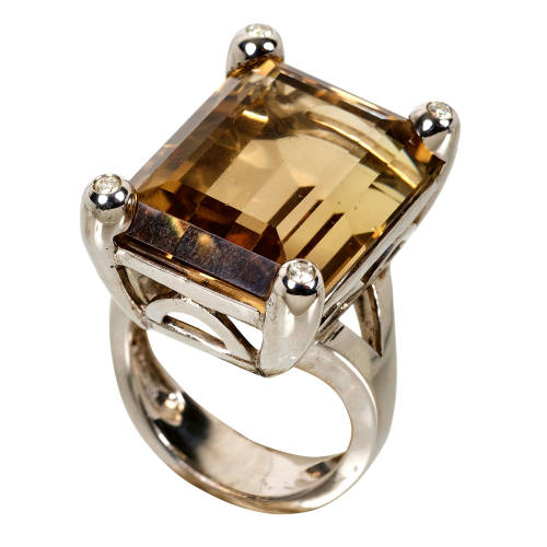 RAUCHQUARZ-DIAMANT-RING : (DOBIASCHOFSKY AUKTIONEN AG)