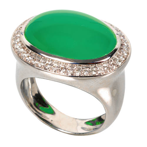 CHRYSOPRAS-DIAMANT-RING : (DOBIASCHOFSKY AUKTIONEN AG)
