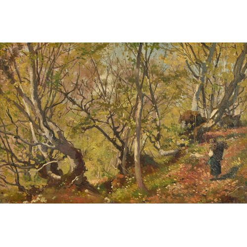 AUGUSTE BACHELIN : Reisigsammlerin im Wald (DOBIASCHOFSKY AUKTIONEN AG)