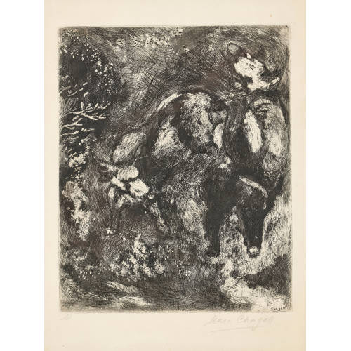 MARC CHAGALL : 'Les deux taureaux et une grenouille' (DOBIASCHOFSKY AUKTIONEN AG)