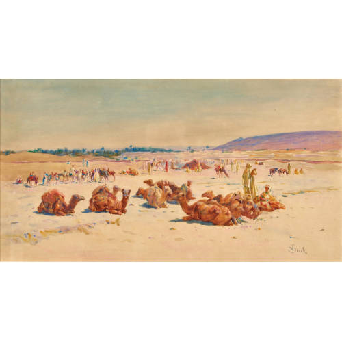 ALPHONSE BIRCK : La halte de la caravane (DOBIASCHOFSKY AUKTIONEN AG)