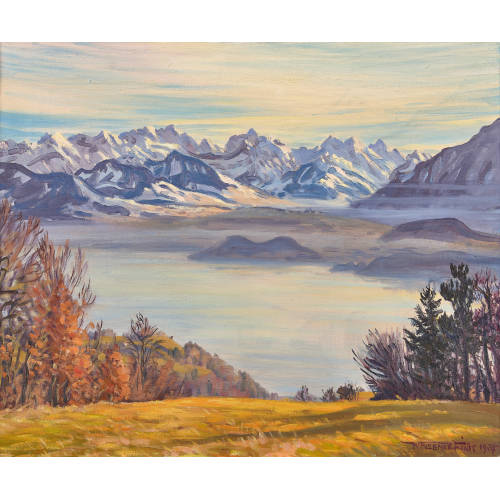 WALDEMAR THEOPHIL FINK : 'F�hnstimmung �ber dem Thunersee' (DOBIASCHOFSKY AUKTIONEN AG)