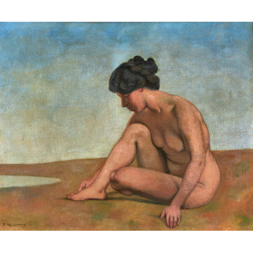 F�LIX VALLOTTON : 'Petite baigneuse accroupie de profil sur le sable' (DOBIASCHOFSKY AUKTIONEN AG)
