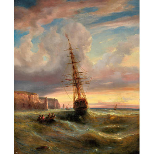 ALEXANDRE CALAME : Segelschiff vor felsiger K�ste (DOBIASCHOFSKY AUKTIONEN AG)