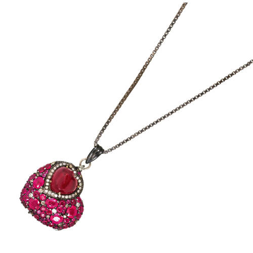 RUBIN-DIAMANT-ANH�NGER MIT KETTE : (DOBIASCHOFSKY AUKTIONEN AG)