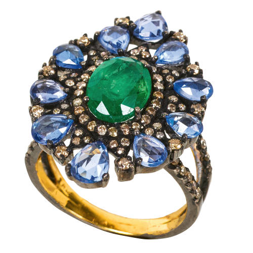 SMARAGD-SAPHIR-DIAMANT-RING : (DOBIASCHOFSKY AUKTIONEN AG)