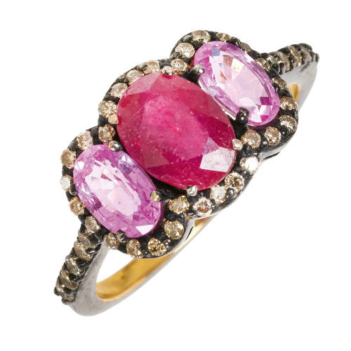 RUBIN-SAPHIR-DIAMANT-RING : (DOBIASCHOFSKY AUKTIONEN AG)
