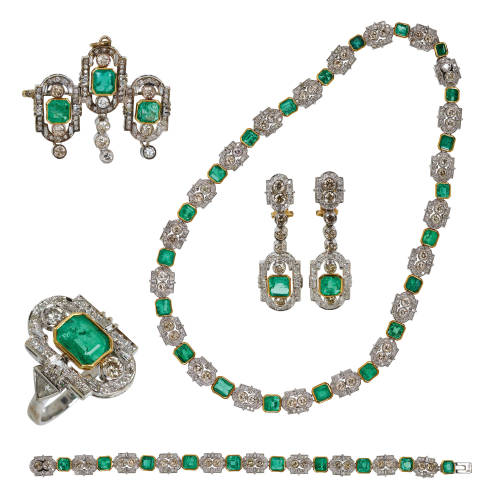 SMARAGD-DIAMANT-PARURE : (DOBIASCHOFSKY AUKTIONEN AG)