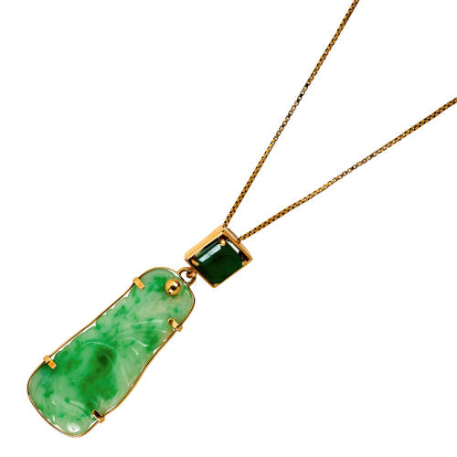 JADE-SMARAGD-ANH�NGER MIT KETTE : (DOBIASCHOFSKY AUKTIONEN AG)