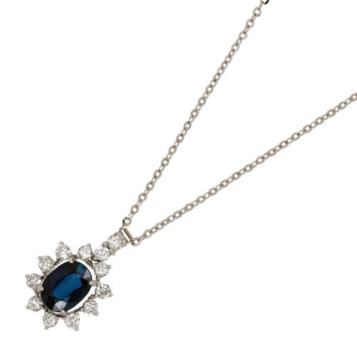 SAPHIR-BRILLANT-ANH�NGER MIT KETTE : (DOBIASCHOFSKY AUKTIONEN AG)