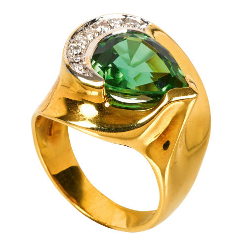 TURMALIN-BRILLANT-RING : (DOBIASCHOFSKY AUKTIONEN AG)