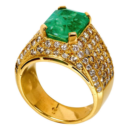 SMARAGD-BRILLANT-RING : (DOBIASCHOFSKY AUKTIONEN AG)