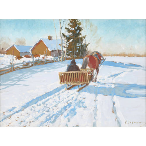 ANDREI AFANASIEVICH JEGOROV : Sonnige Winterlandschaft mit Pferdeschlitten (DOBIASCHOFSKY AUKTIONEN AG)