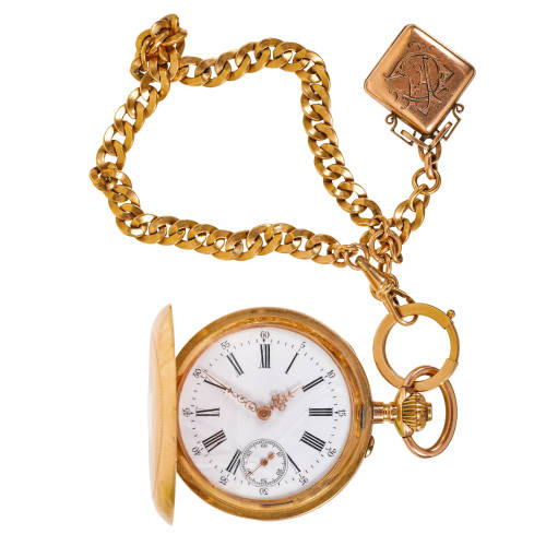 TASCHENUHR : Savonnette mit Kette und Medaillon (DOBIASCHOFSKY AUKTIONEN AG)
