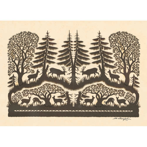 CHRISTIAN SCHWIZGEBEL : Rotwild im Wald (DOBIASCHOFSKY AUKTIONEN AG)