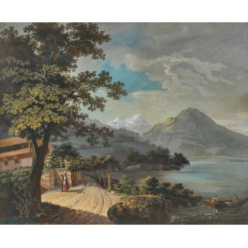 FRANZ GEORG VON STEIGER : Seelandschaft mit schneebedeckten Berggipfeln (DOBIASCHOFSKY AUKTIONEN AG)