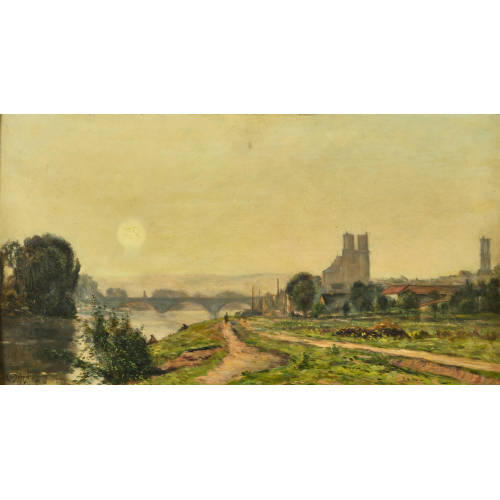 HIPPOLYTE CAMILLE DELPY : 'Soleil levant � Mantes' (DOBIASCHOFSKY AUKTIONEN AG)