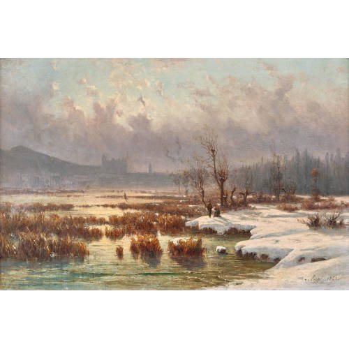 GABRIEL LOPP� : Vereister See mit Schlittschuhl�ufer (DOBIASCHOFSKY AUKTIONEN AG)