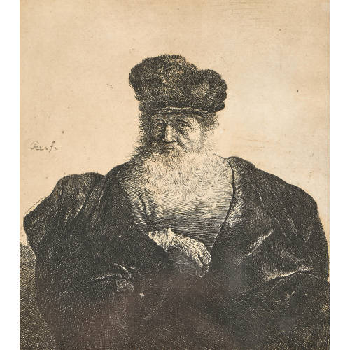 HARMENSZ REMBRANDT VAN RIJN : Alter Mann mit Bart, Pelzm�tze und Samtmantel (DOBIASCHOFSKY AUKTIONEN AG)