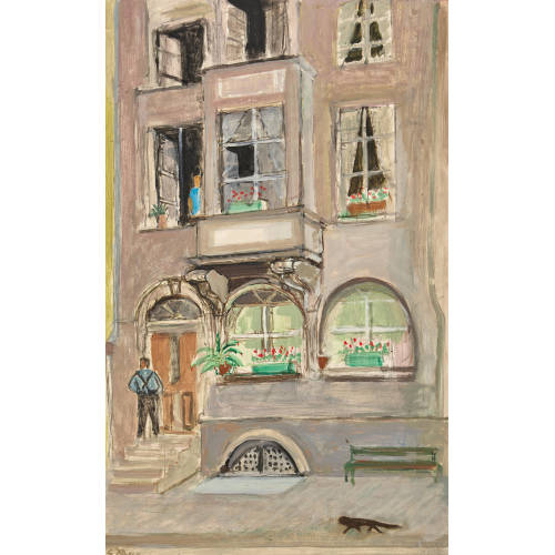 ERNST MORGENTHALER : Hausfassade in Lenzburg mit Erker (DOBIASCHOFSKY AUKTIONEN AG)
