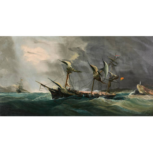 FRAN�OIS MARGUERITE CH�RI (AUCH CHARLES CH�RI) DUBREUIL : Segelschiffe auf st�rmischer See (DOBIASCHOFSKY AUKTIONEN AG)