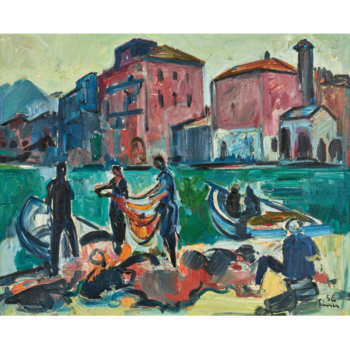 CARL WALTER LINER : Hafenpartie auf Korsika (DOBIASCHOFSKY AUKTIONEN AG)