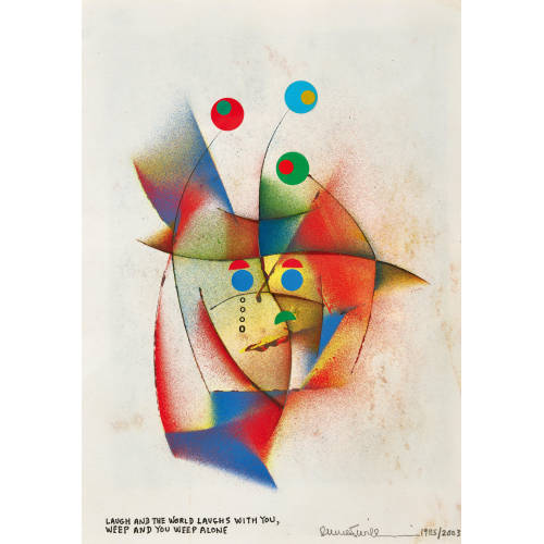 EMMETT WILLIAMS : 'Laugh And The World Laughs With You, Weep And You Weep Alone'. (Aus der Serie 'Recycled Lichtskulpturen') (DOBIASCHOFSKY AUKTIONEN AG)