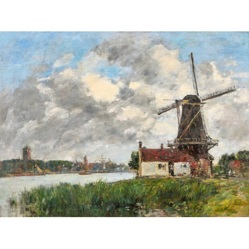 EUG�NE-LOUIS BOUDIN : 'Dordrecht. Moulin sur les bords de la Meuse' (DOBIASCHOFSKY AUKTIONEN AG)