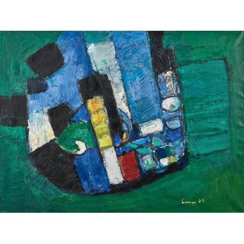 CARL WALTER LINER : 'Komposition gr�n/blau' (DOBIASCHOFSKY AUKTIONEN AG)