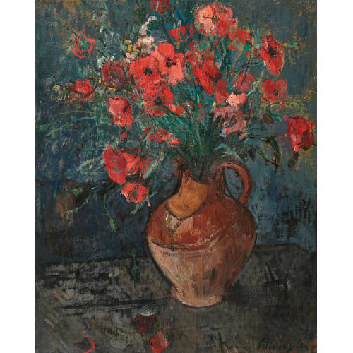 OTTO WYLER : 'Mohnblumen auf Blau' (DOBIASCHOFSKY AUKTIONEN AG)