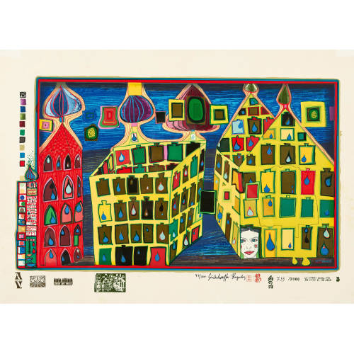 FRIEDENSREICH HUNDERTWASSER : 'Mit der Liebe warten tut weh, wenn die Liebe woanders ist' (DOBIASCHOFSKY AUKTIONEN AG)