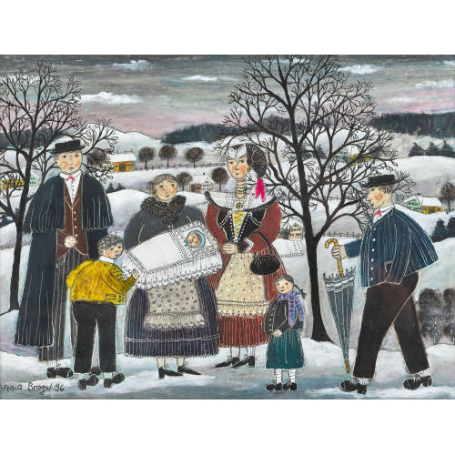 VERENA BROGER : Appenzeller Winter mit Taufkind (DOBIASCHOFSKY AUKTIONEN AG)